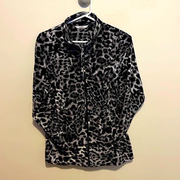 Alia leopard zip up velour fall jacket - Picture 1 of 5